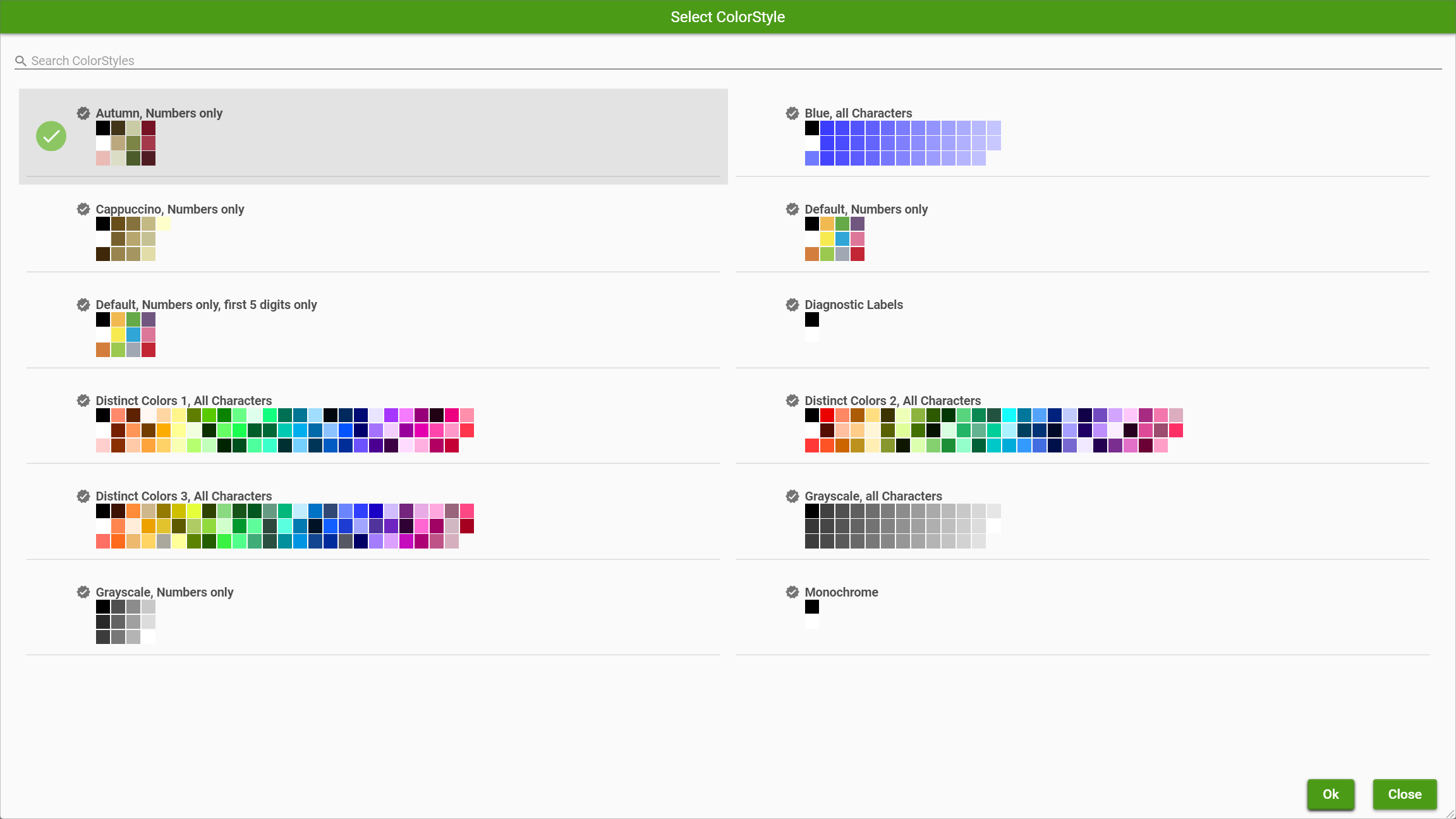 ColorStyle-Auswahl