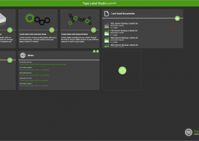 Ekran powitalny programu Tape Label Studio